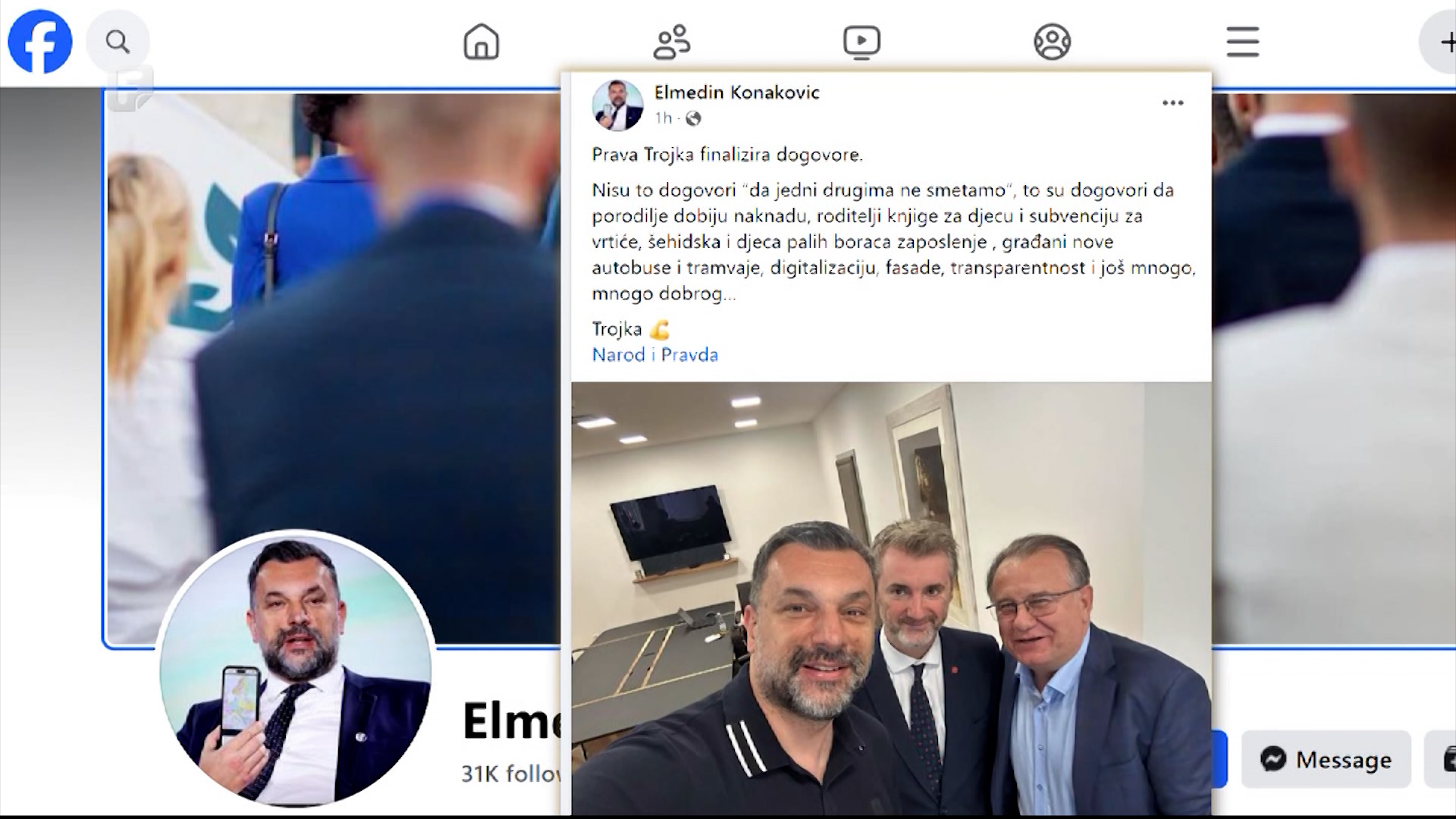 Konaković se pohvalio saradnjom sa "pravom Trojkom"